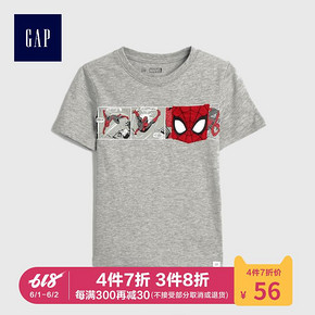￥55.3 Gap男婴幼童蜘蛛侠T恤纯棉471916 E 2019新款复仇者联盟系列短袖