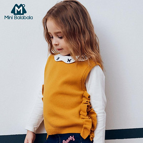 迷你巴拉巴拉女童毛衣背心秋装新款童装女无袖上衣套头背心潮 65元