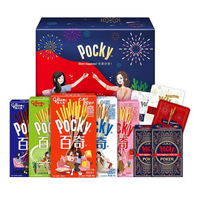 10点开始：glico 格力高 百奇 悦享礼盒 5盒*60g+定制扑克*2 *2件 34.9元包邮（前5
