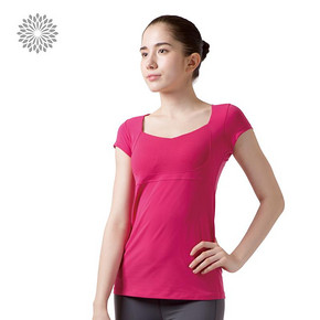 easyoga La veda 新品 女款 专业瑜伽服 深U短袖瑜珈上衣 306.9元