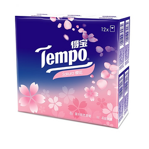 Tempo 得宝 樱花味手帕纸 4层*5张*12包 *2件 13.8元包邮