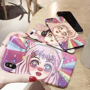 日系漫画女孩苹果X手机壳iphone7/8plus硅胶软壳6Sp卡通创意情侣女款7plus全包保