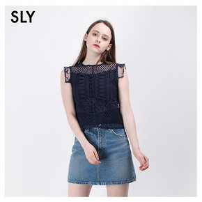 SLY新品纯色时尚镂空蕾丝印花外穿休闲背心030BAA80-0310 389元