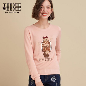 Teenie Weenie小熊女装圆领毛衣刺绣chic针织衫TTKW83811A 319元
