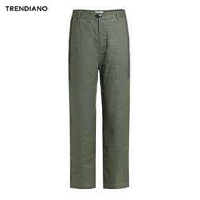 TRENDIANO男装夏装潮流亚麻质拼接直筒休闲裤九分裤子3GC206782P *3件 669.6元（合