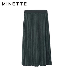21日0点：MINETTE 30118203115 深绿色百搭型高腰韩版百褶裙长裙女  券后99元包邮