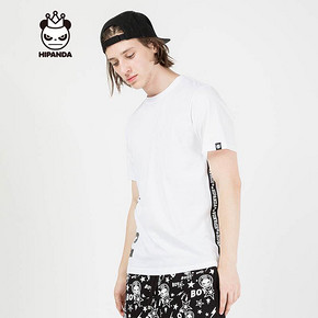 HIPANDA 你好熊猫 设计潮牌 男款 织带熊猫印花短T *3件 394.8元（合131.6元/件）