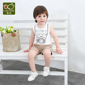 拉比2019夏季男童无袖背心婴儿背心打底衫趣味拉比圆领背心 *4件 145.6元（合