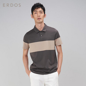 ERDOS 春夏轻薄小翻领撞色男POLO衫领口特色剪裁休闲短袖棉T恤男 553元