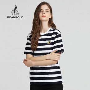 BEANPOLE 滨波 BF8242N01 情侣款休闲条纹短袖圆领T恤棉质男女上衣 594元