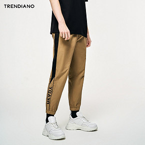 TRENDIANO潮牌春季男装拼接字母含棉工装九分裤休闲裤男 *3件 1005.6元（合335.2
