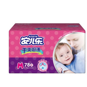 88VIP：Anerle 安儿乐 干爽超薄婴儿纸尿裤 M78片 *2件 91.6元包邮（需用券，合45.