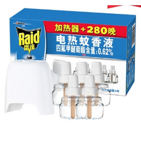3日10点、88VIP：Raid 雷达 电热蚊香液套装（加热器+56晚*5瓶） *2件 32.91元包邮