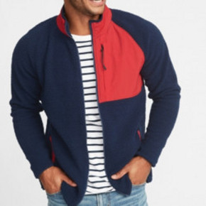 OLD NAVY 男士撞色复古抓绒夹克 129元