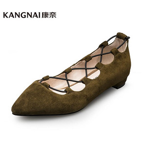 ￥99包邮 KANGNAI 康奈 1270944 女士绑带复古浅口鞋