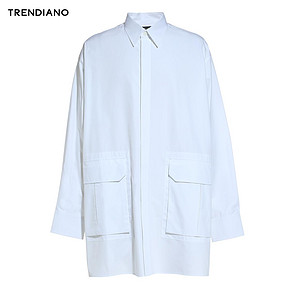 TRENDIANO男装夏装潮时尚纯棉纯色中长款宽松长袖衬衫3GI1016300 *3件 957.6元（合