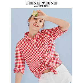 TeenieWeenie小熊2019夏季新款简约版型女装格纹线条字母图案衬衫 349元