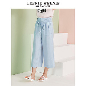 TeenieWeenie小熊2019夏季新款女装松紧腰身抽绳直筒阔腿休闲裤 349元