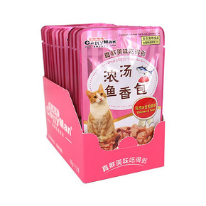 日本多格漫猫罐头猫用浓汤鱼香包60g*12包猫咪零食猫湿粮拌猫粮 29.9元