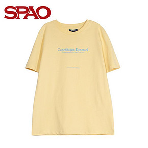 SPAO短袖t恤女宽松打底衫薄款ins潮2019新款上衣服韩版SPRP923G13 59元