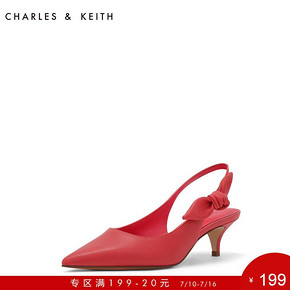 CHARLES＆KEITH女鞋CK1-60900062纯色蝴蝶结饰女士尖头高跟鞋凉鞋 199元