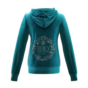 Juicy Couture2019早春新品炫彩钉珠装饰天鹅绒连帽卫衣外套 1095元