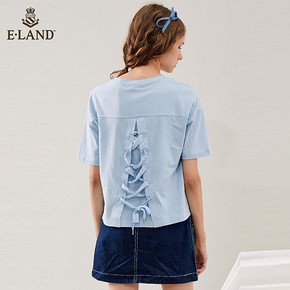 ELAND秋装韩版萌宠嘻哈印花绑带圆领T恤上衣女EERA83712S *2件 318.4元（合159.2元