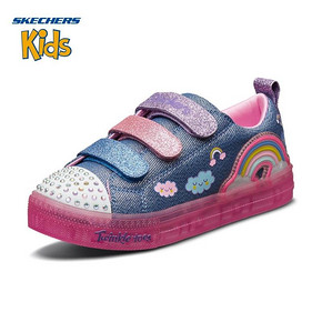 Skechers斯凯奇童鞋新款魔术贴闪钻帆布鞋 女童时尚闪灯鞋 20173L 299元