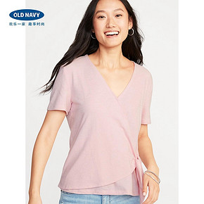 Old Navy女装纯色纯棉V领短袖T恤380894 2019新款气质甜美上衣女 119元