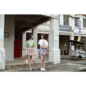 CICISHOP 19SS 开衩包臀A字裙复古格子修身高腰包臀半身短裙 75元
