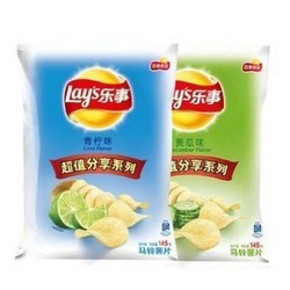 天猫 Lay's 乐事 薯片 黄瓜味 145g+青柠味 145g*6件 80元包邮（合13.33元/件）