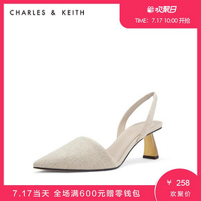 CHARLES＆KEITH低帮鞋CK1-61680042金属异形跟尖头高跟鞋凉鞋女 258元