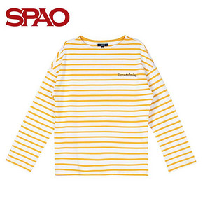 SPAO女式长袖T恤女2019春装新款宽松打底衫百搭上衣SPLS912G04 59元