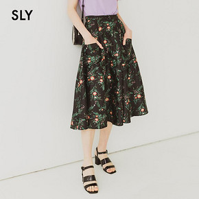 SLY2019时尚美妆博主@优里娜同款印花喇叭型半身裙038CSW31-2710 *2件 894.4元（合4