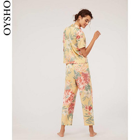 春夏折扣 Oysho 棉质薄款V领短袖休闲居家衬衫睡衣女 31087173306 149元