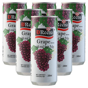 88VIP：Dreena 特丽娜 葡萄味果肉果汁饮料 240ml*6罐 *6件 55.73元包邮（多重优惠