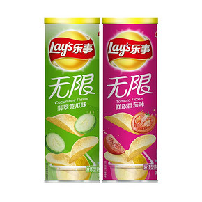 88VIP、有券的上：乐事 桶装薯片 黄瓜味104g+番茄味104g 25元，可优惠至6.8元 
