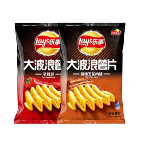乐事大波浪薯片辛辣味70g+五花肉味70g休闲食品零食膨化新旧交替 *12件 58.8元
