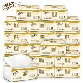 清风抽纸整箱20包批发原木纯品卫生纸餐巾纸家庭实惠装旗舰店官网 19.95元