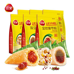 三全龙舟粽子端午送礼3口味6只/12只甜粽子/蜜枣/豆沙/八宝粽真空 15.9元