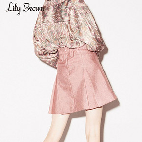 Lily Brown秋冬新品 优雅光泽感双排扣高腰半身裙LWFS185149 400元
