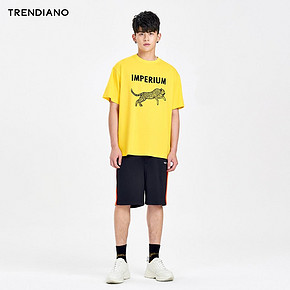 TRENDIANO男装夏装宽松豹子字母印花纯棉短袖t恤3GI2025310 269元