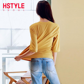 HSTYLE 韩都衣舍 圆领套头T恤 58元