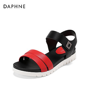 Daphne/达芙妮2018夏季新款时尚街头纯色中性松糕鞋休闲凉鞋女 99元