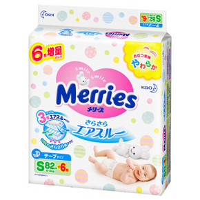 88VIP：花王 Merries 妙而舒 婴儿纸尿裤 S82+6 67.26元包邮包税 ￥67