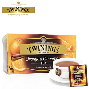 英国川宁Twinings 柑桔肉桂果香红茶25片装 茶包 进口红茶 33.5元