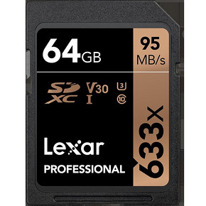 Lexar雷克沙SD卡64G 633X U3高速SDXC卡4K存储卡单反微单相机内存卡95MB/S适用佳能