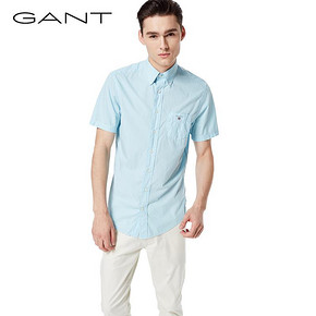 ￥139 GANT/甘特夏款 男士净色短袖衬衫褶皱设计进口 347311