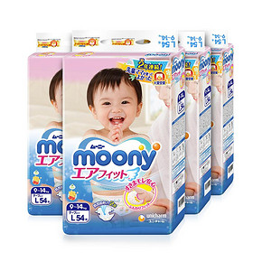 Moony 尤妮佳 婴儿纸尿裤 L54片4包  券后225元