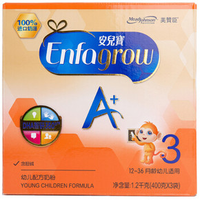 88VIP：MeadJohnson Nutrition 美赞臣 安儿宝A+ 经典版幼儿配方奶粉 3段 1200g *3件 419